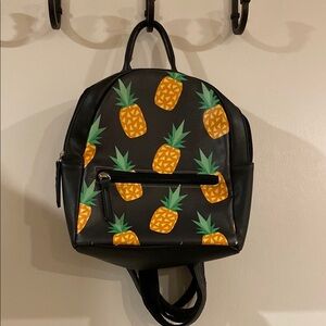 Pineapple Print Black Backpack